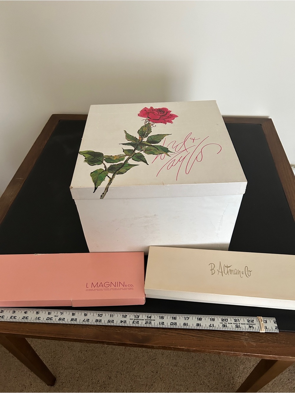 Set of three vintage high end department store cardboard gift boxes- all empty